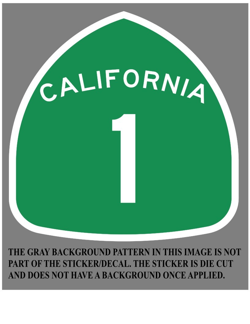 California State Route 1 Shield Decal-Sticker Pacific Coast Highway 1 CA