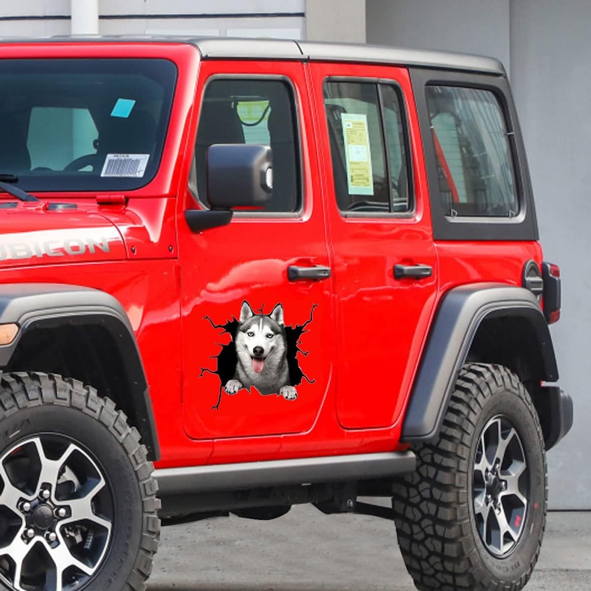 Husky Car Sticker,Funny 3D Vinyl Waterproof Dog Auto 11.8*11.8in, As Shown