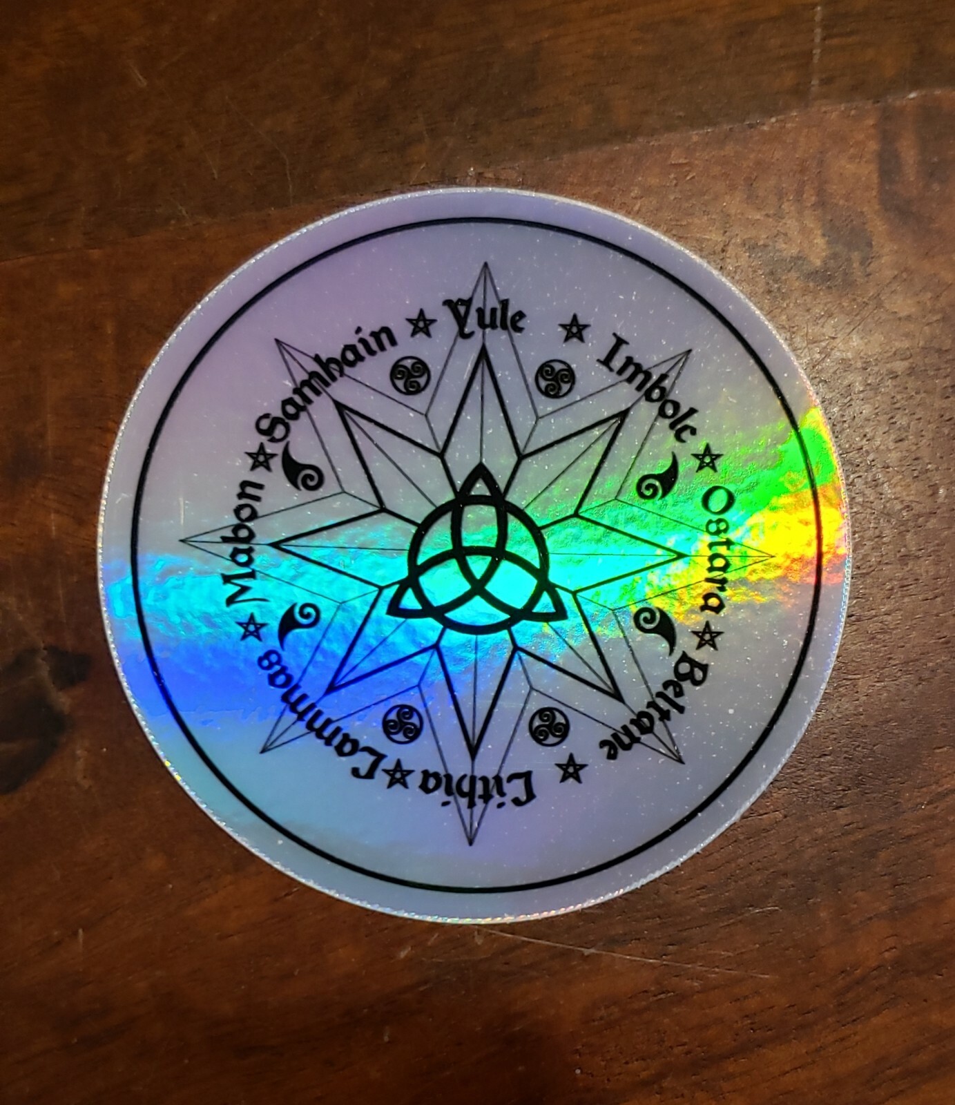 WICCAN CALENDAR WITCHES WITCH'S WHEEL Talisman Holographic Sticker Vinyl 3 inch