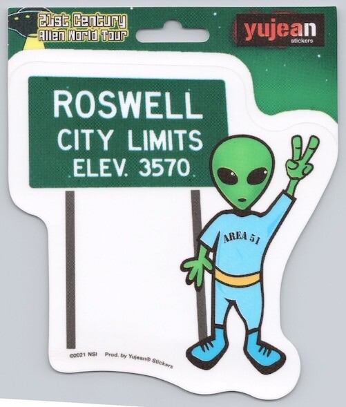Alien World Tour Roswell Sign Die-Cut Decal Sticker New Area 51 Space Tourist