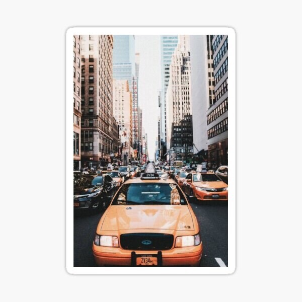 New York City Yellow Taxi Cab Hometown Travel Vinyl Decal Sticker Laptop