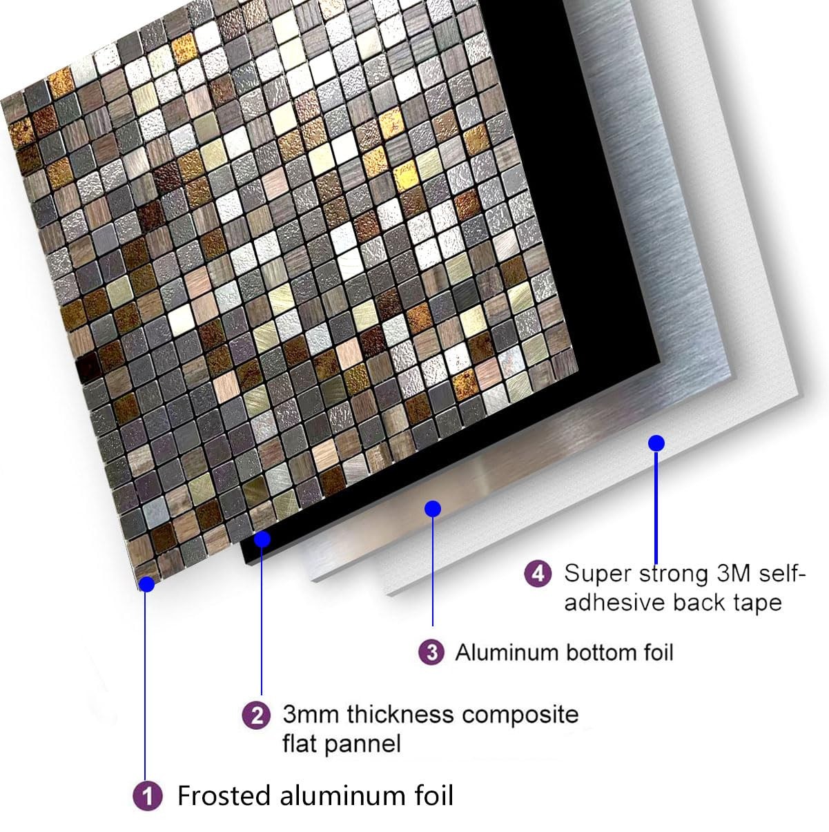 Peel and Stick Metal Backsplash Tile Stick on Kitchen 3D Wall Decor Aluminum …