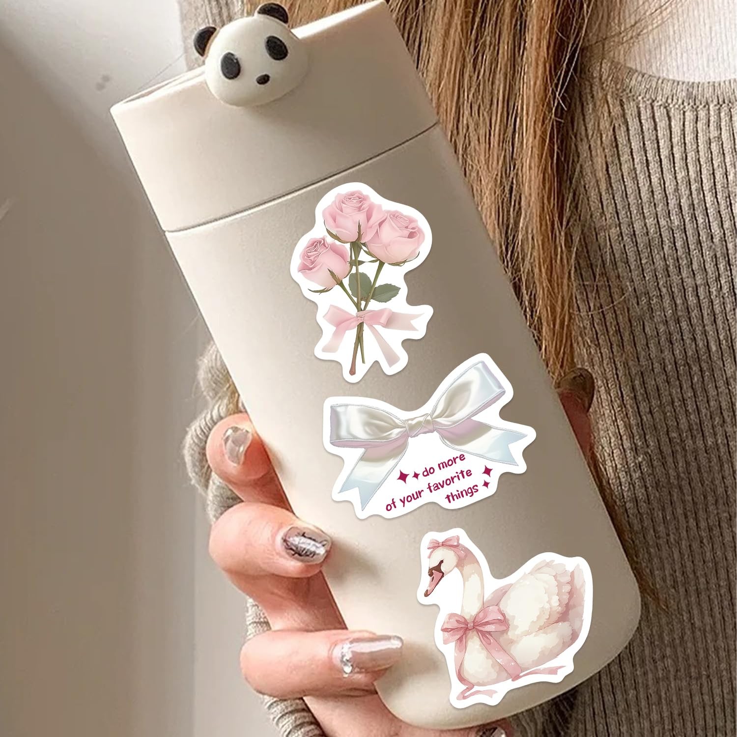 110PCS Aesthetic Sticker Clean Girl Stickers for Pink and Blue