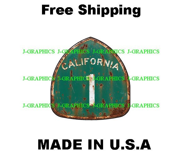California State Route 1 Highway Sticker Rustic Decal Sign Road
