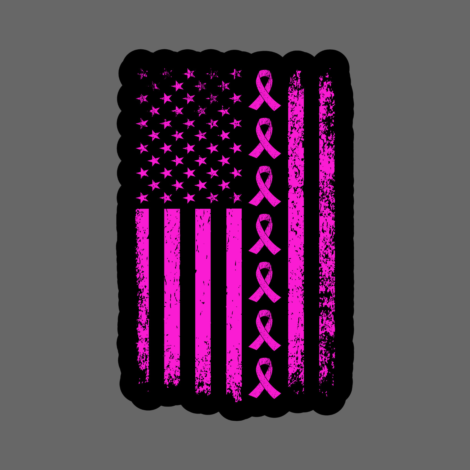Breast cancer sticker vinyl decal pink ribbon stars stripes awareness