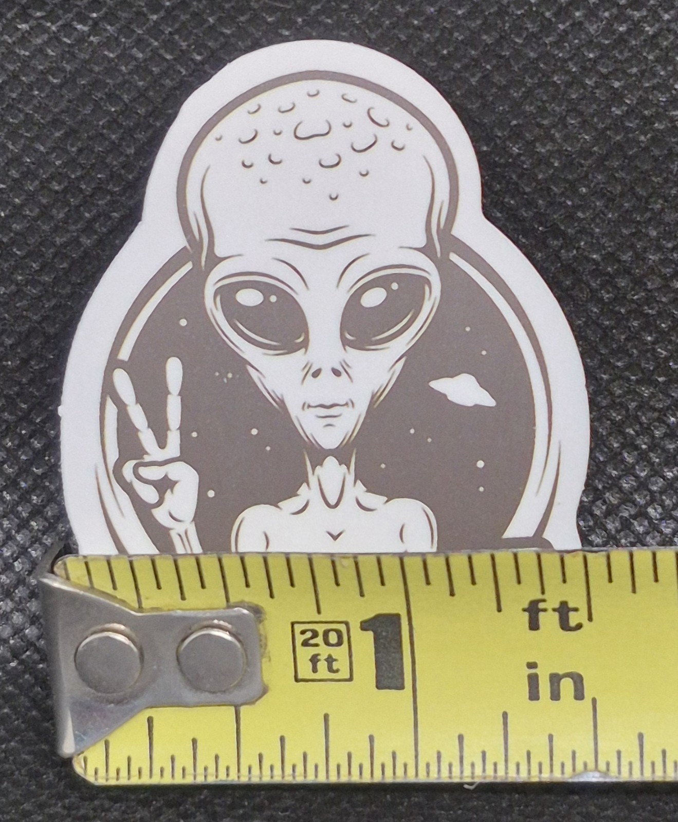 UFO UAP Alien Decal Sticker "Space Legend" Approximately 2.25"×1.5"