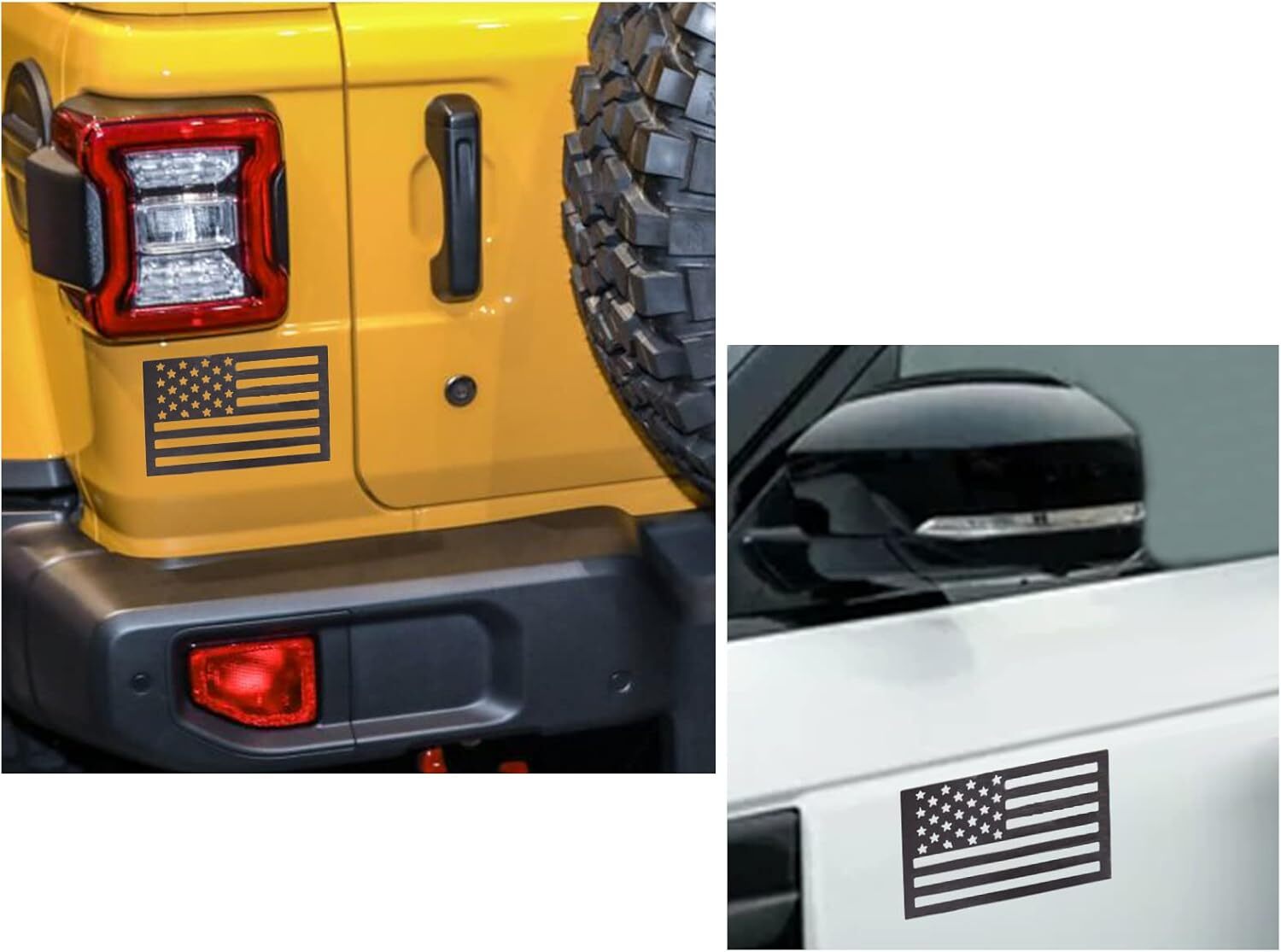 American Flag Magnet Decal, 2 Pack 6.1 x 3.7 Inch for Cars/Trucks (Black)