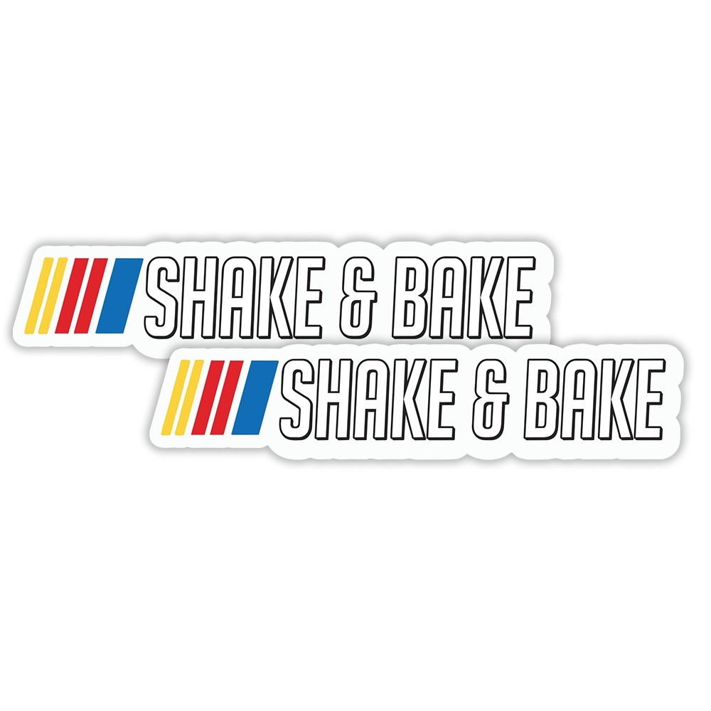 Shake and Bake Racing Funny 2-Pack Vinyl Decal Car Bumper Sticker 5"x1.8"