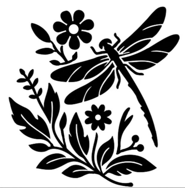 Dragonfly & Flowers Two Pack 5" Vinyl Decals Car Window Tablet Notebook Tumblers