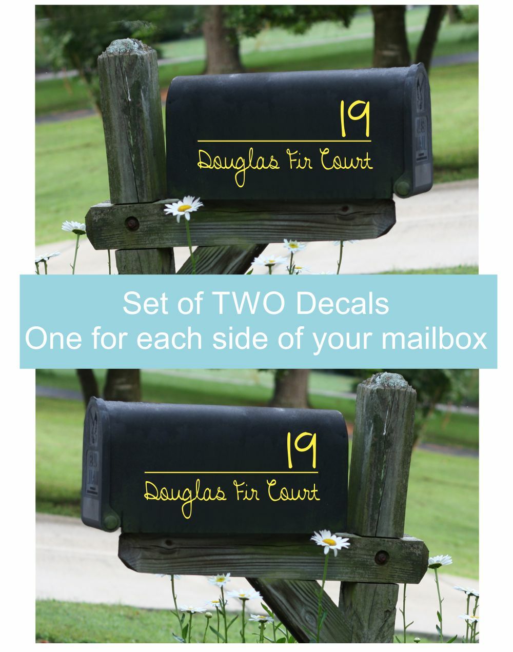 Personalized Mailbox Address Stickers Custom Decorative Vinyl Decals, Set of 2