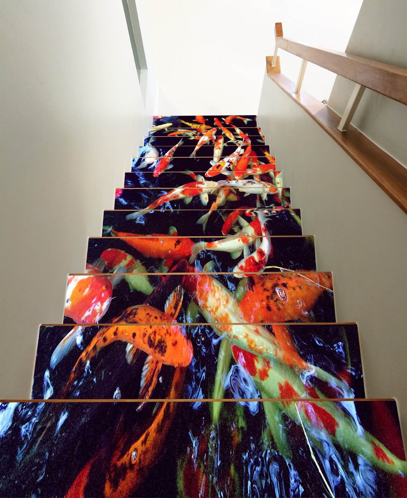 3D Lucky Koi W102 Stairs Risers Decoration Photo Mural Vinyl Wallpaper Vera