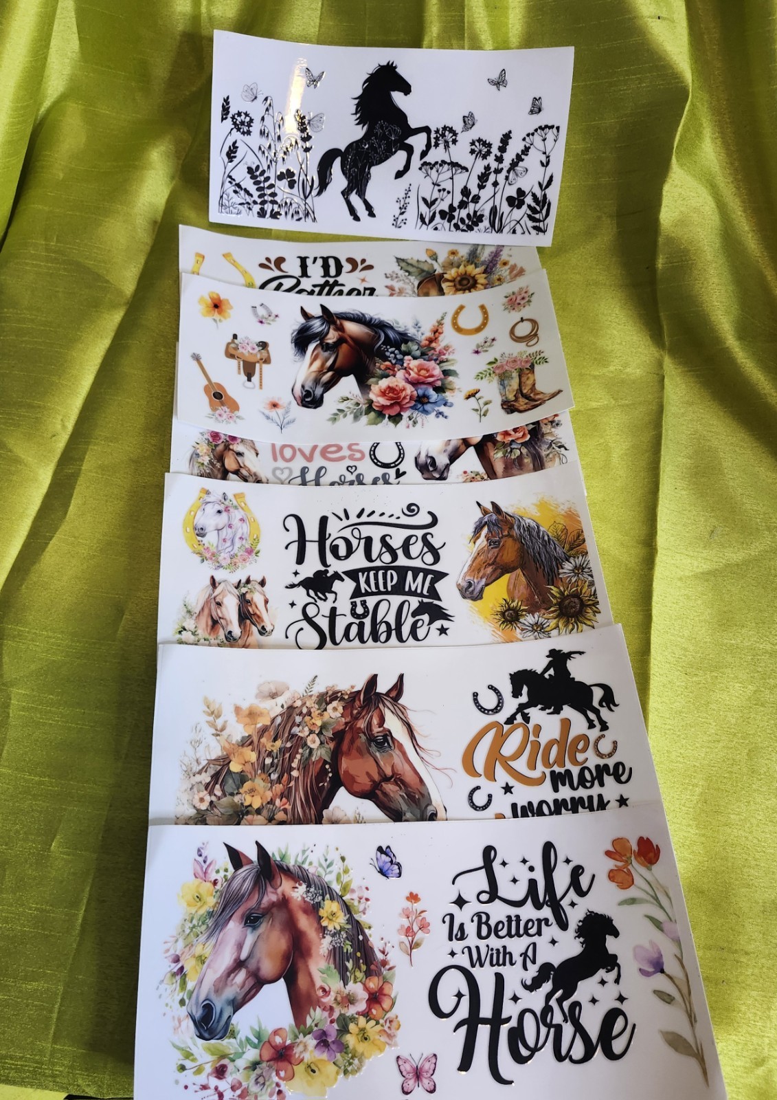 Horse Floral Western Vinyl Decal Sticker Set Removable Self-Adhesive UV DTF