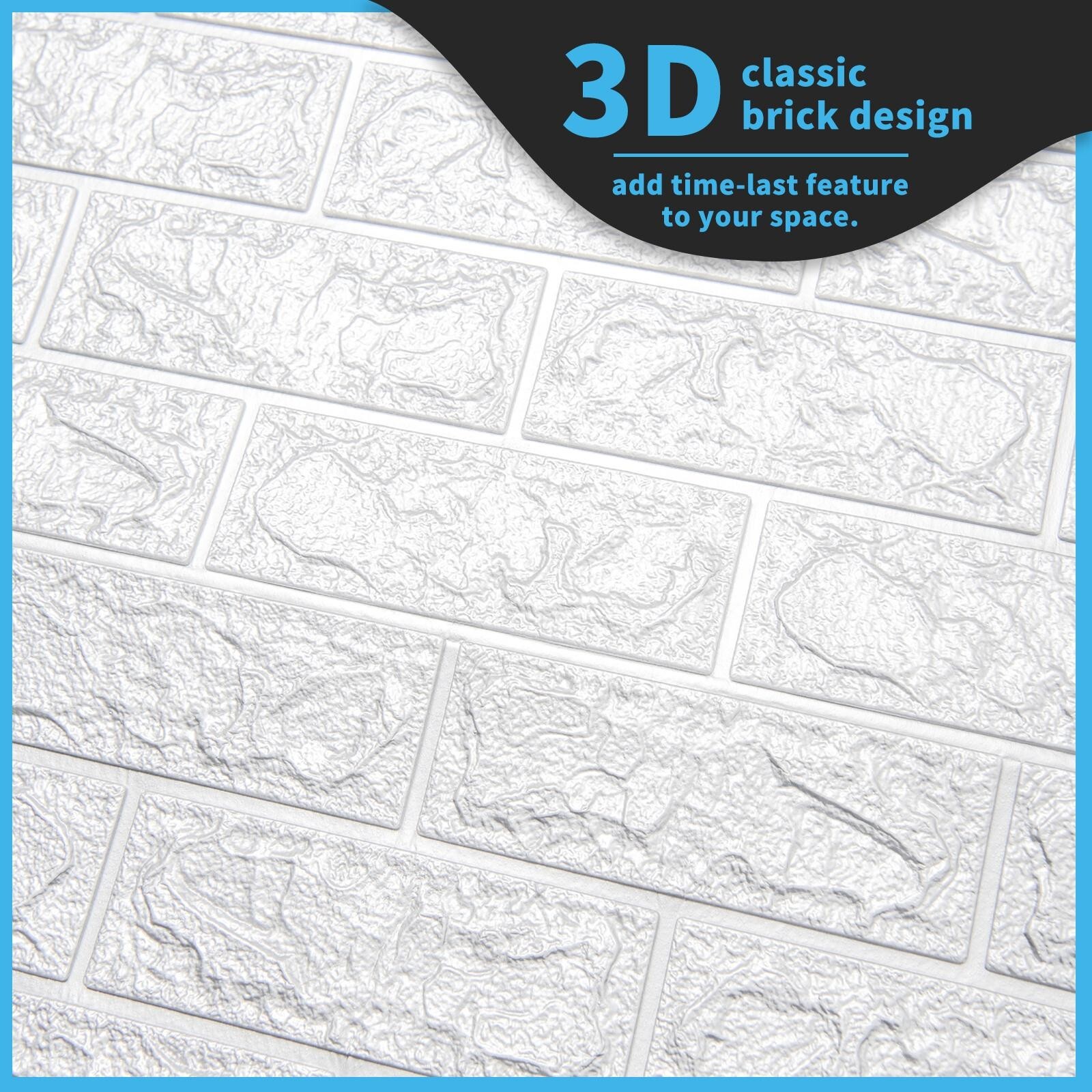 Art3d 20pcs 30.5"x27.5" Foam Faux Brick Self-adhesive White Wall Sticker