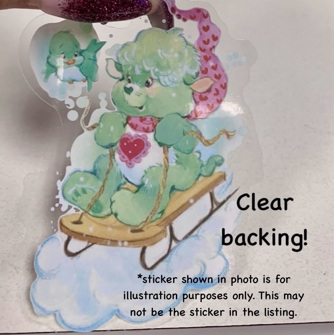 Care Bears Sticker, Clear Decal 3.5” Carousel Dreams Funshine Wish Bear, Cute