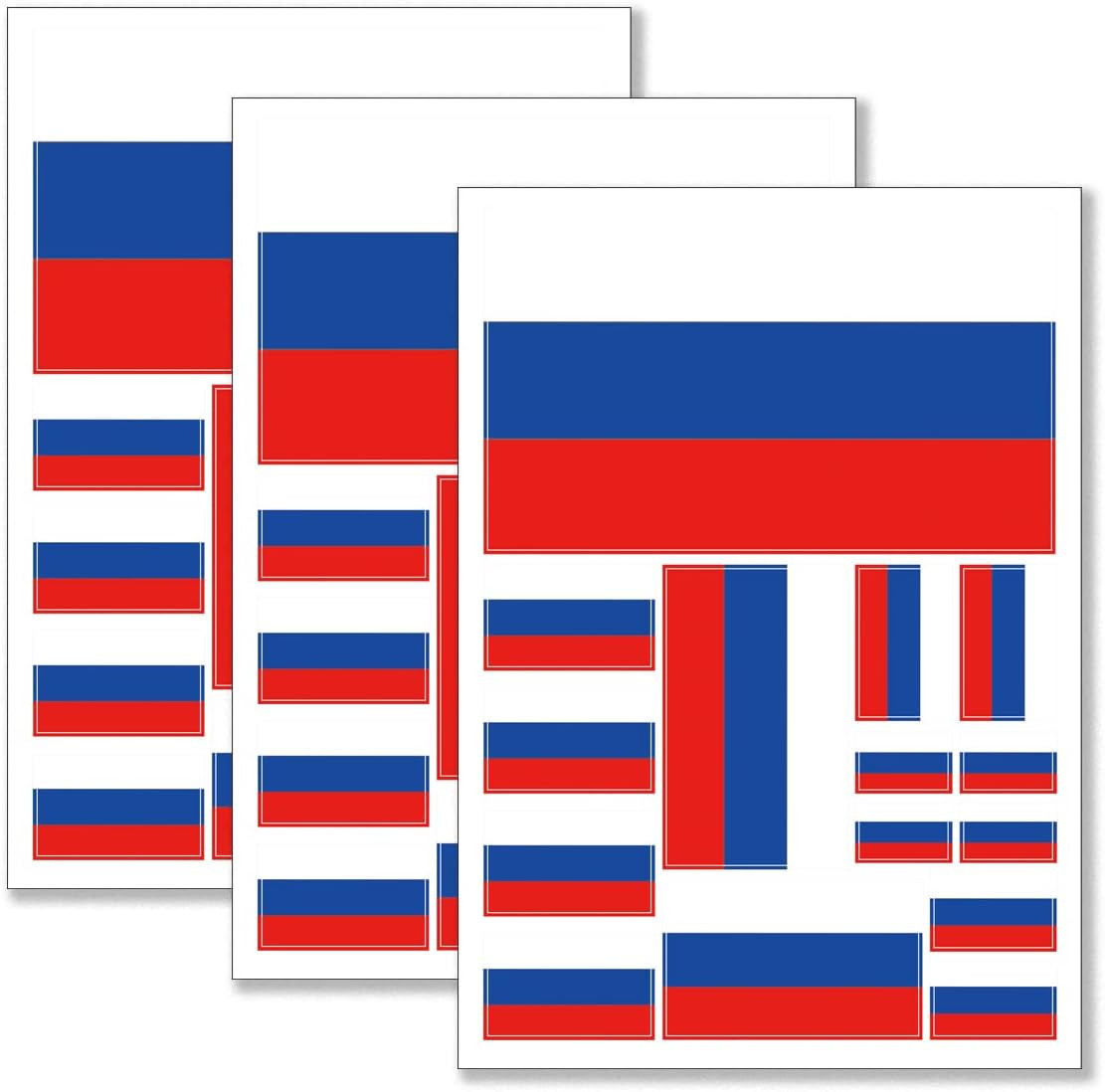 Russia Flag Sticker Russian Decal in Multiple Sizes, 3 Pack, 11.7 X 8.3 Inches