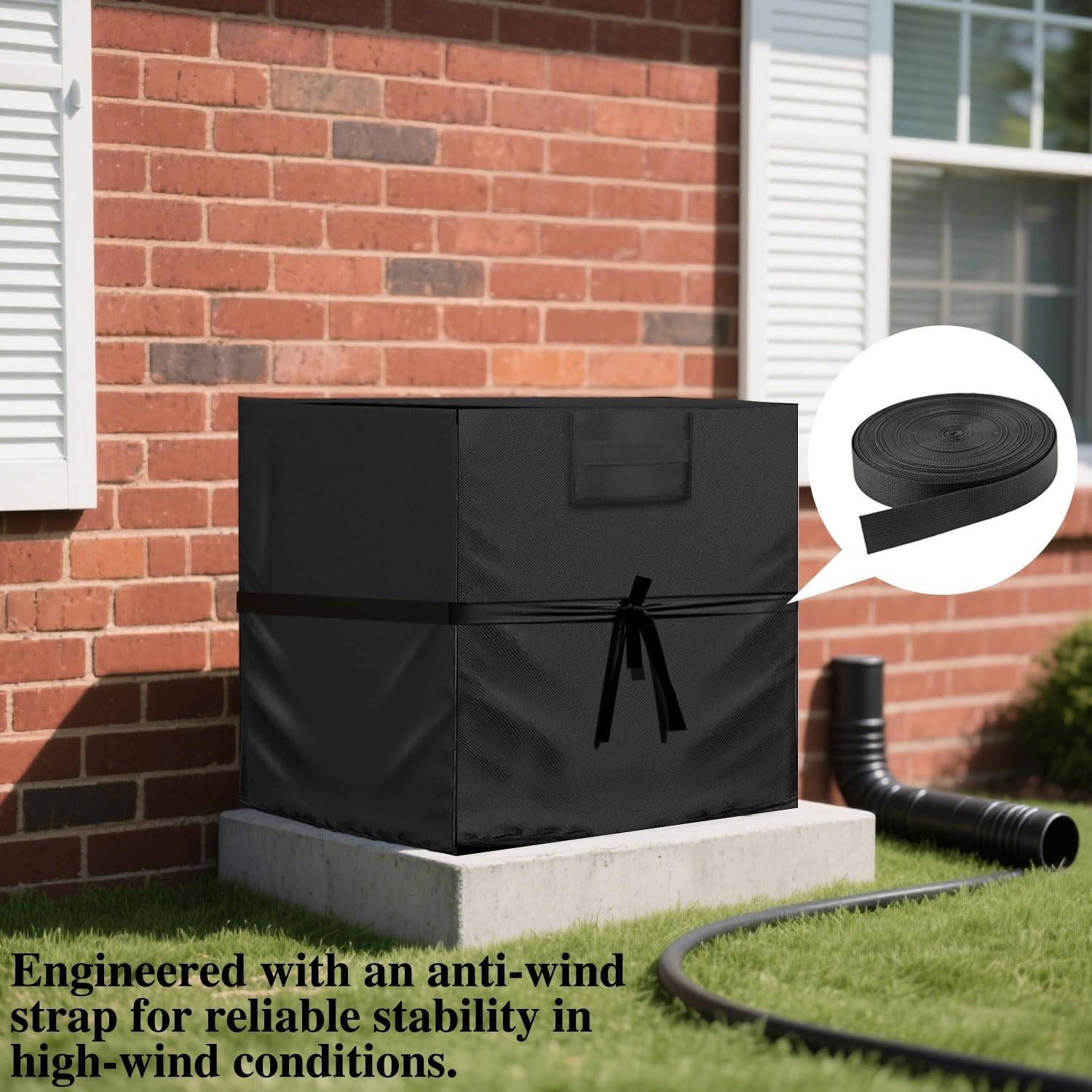Air Conditioner Cover for Outside Units with Windproof Straps & Reinforced Bu…