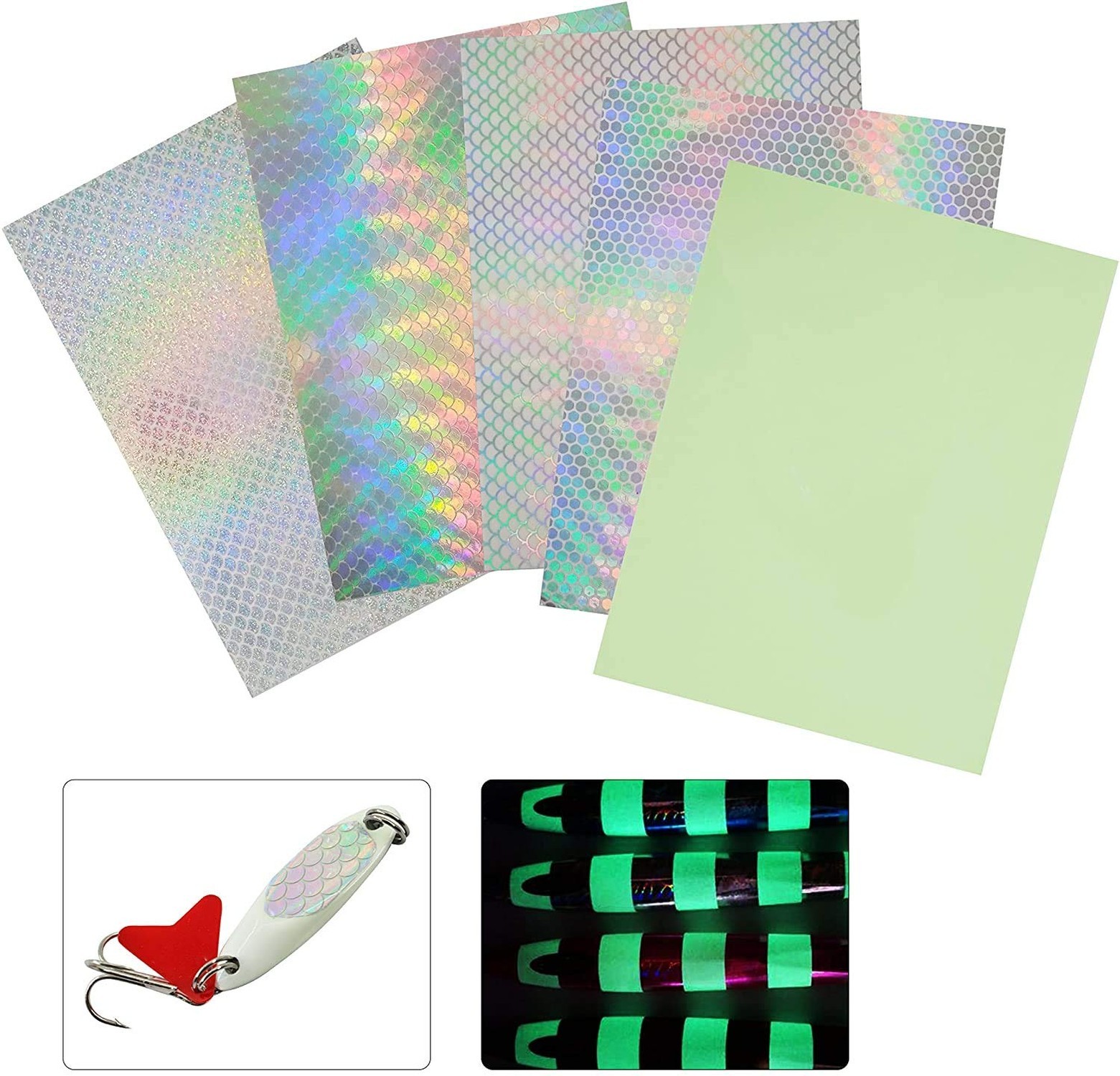 Holographic Fishing Lure Sticker, 15pcs Fish Scales Tape Luminous Sticker Fis…