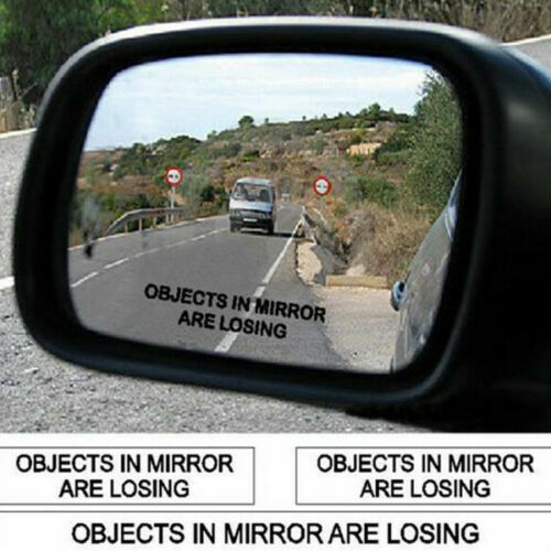 2x Objects In Mirror Are Losing Funny Black Sticker on clear background