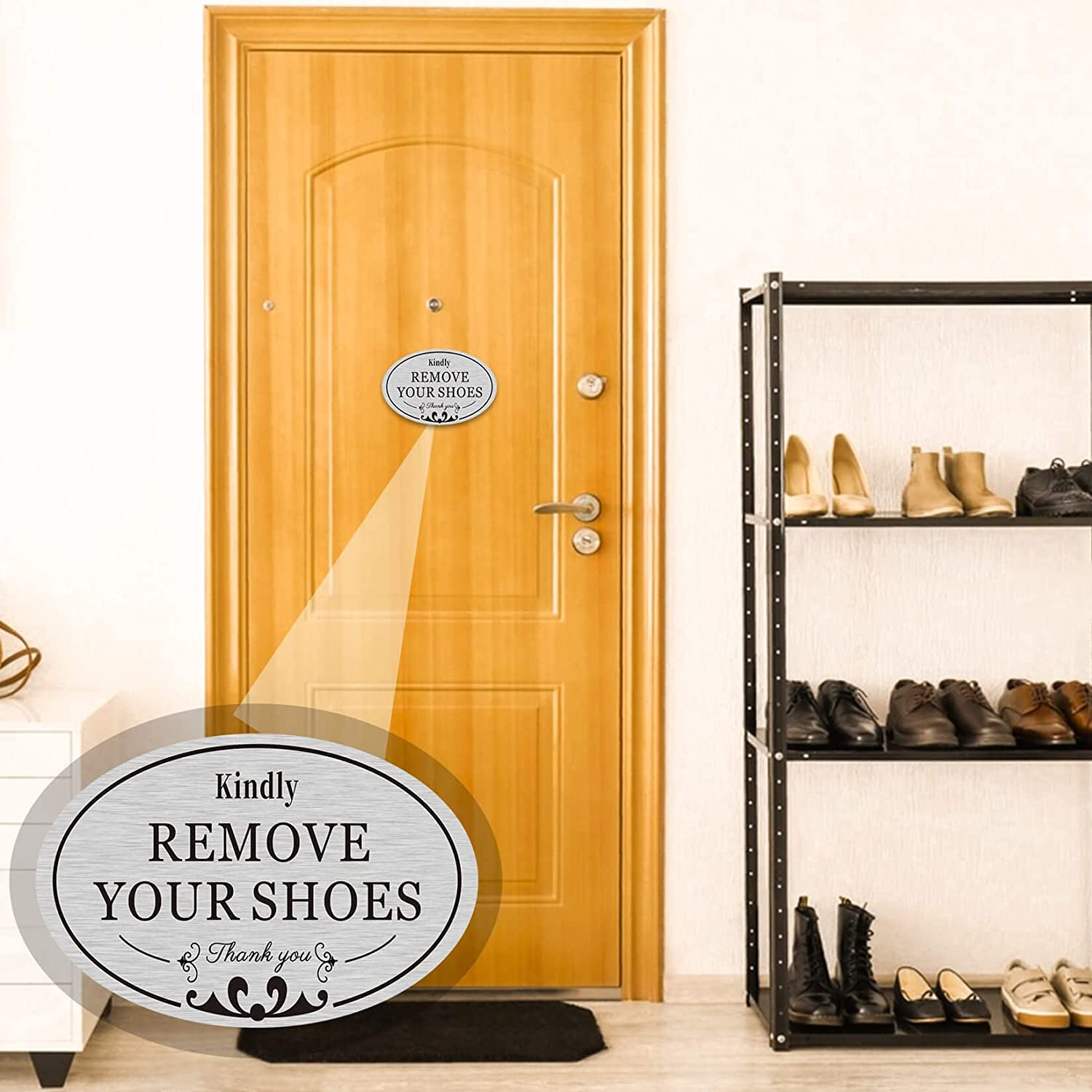 2 PACK Kindly Remove Your Shoes Oval Please Take off Your Shoes No Shoes Sign De