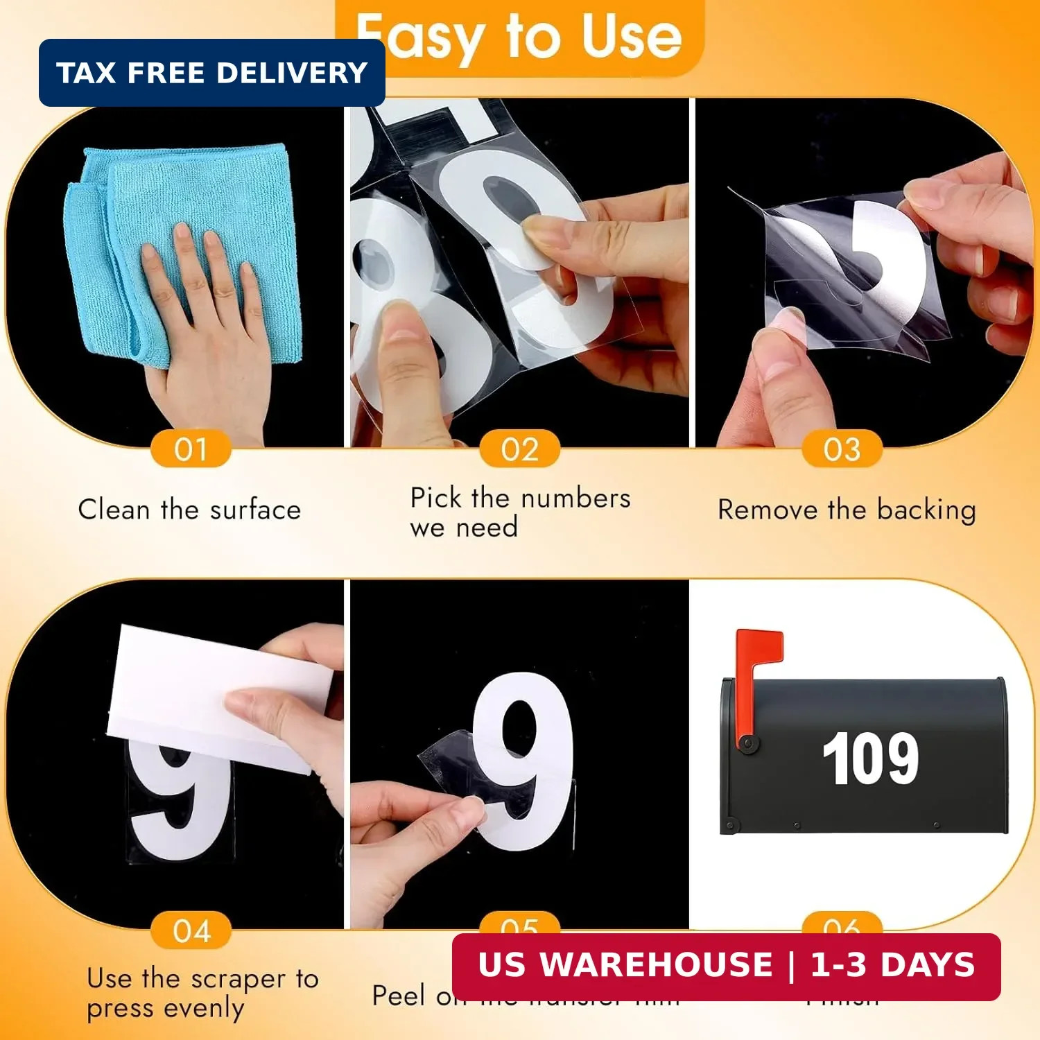 MOWPOG 80 PCS Reflective Mailbox Numbers for Outside, 3 Inch Self Adhesive Water