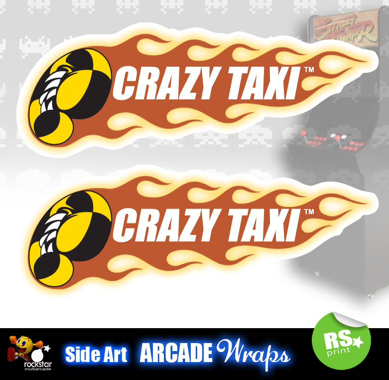 Crazy Taxi Arcade Side Artwork Panel Stickers Graphics / Laminated All Sizes