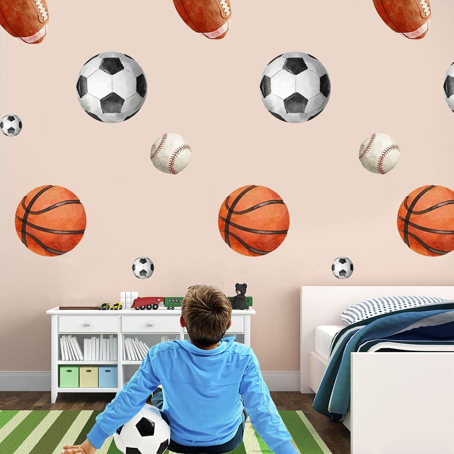 Sport Balls Wall Decals, Sports Wall Stickers, Boy Kids Athletic Decor, Socce…