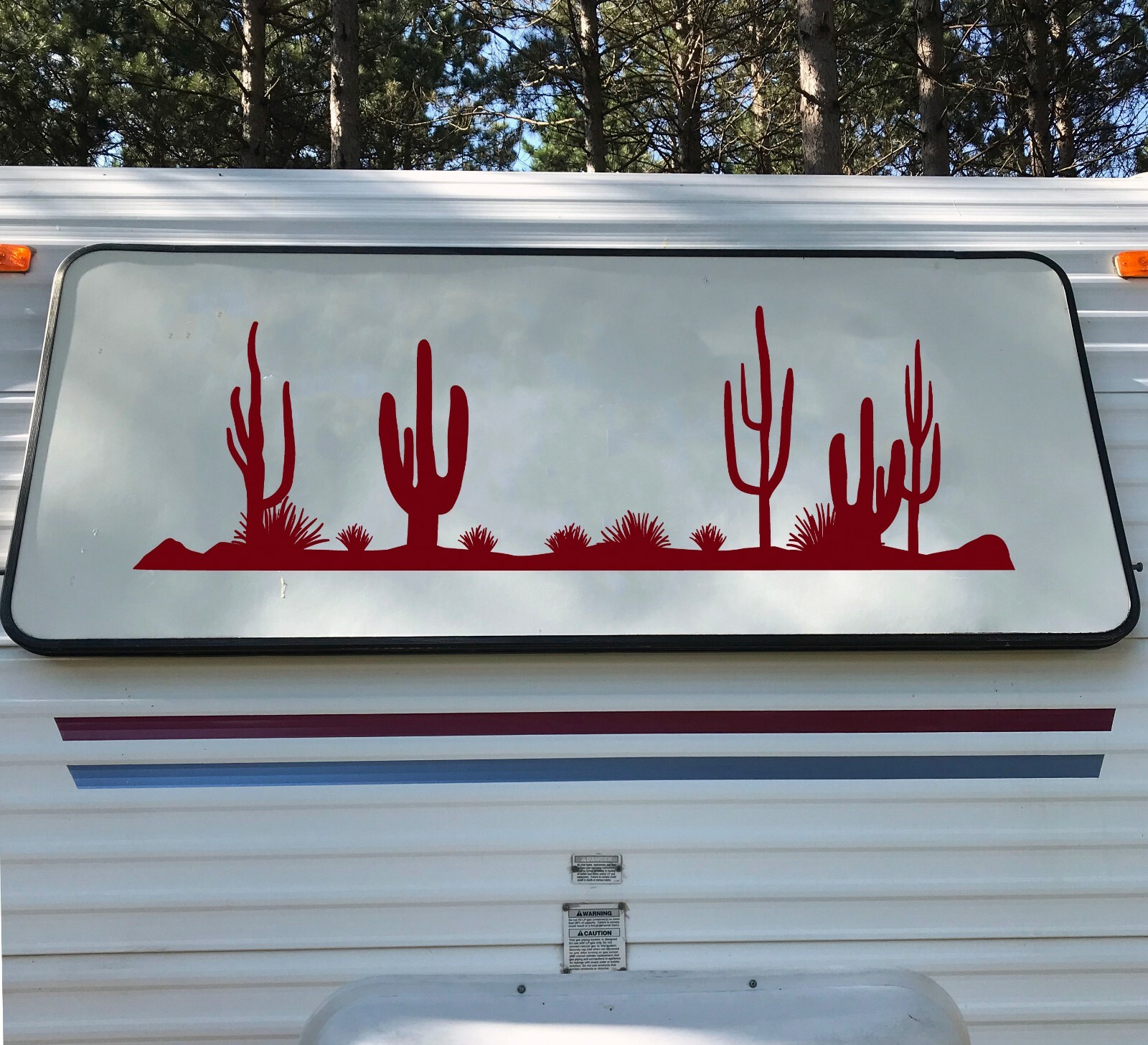 Desert Cactus Scene V1 Vinyl Decal | RV Camper Travel Trailer | Die Cut Sticker