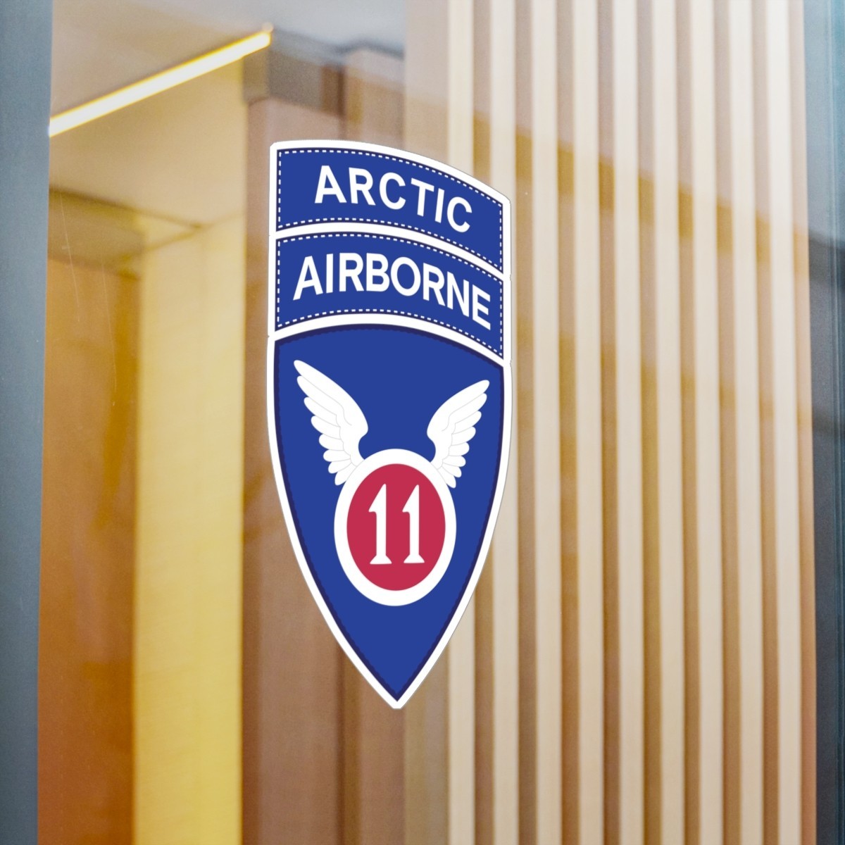 Kiss-Cut Vinyl Decals – 11th Airborne Division – SSI w Arctic Tab wo Txt X 300