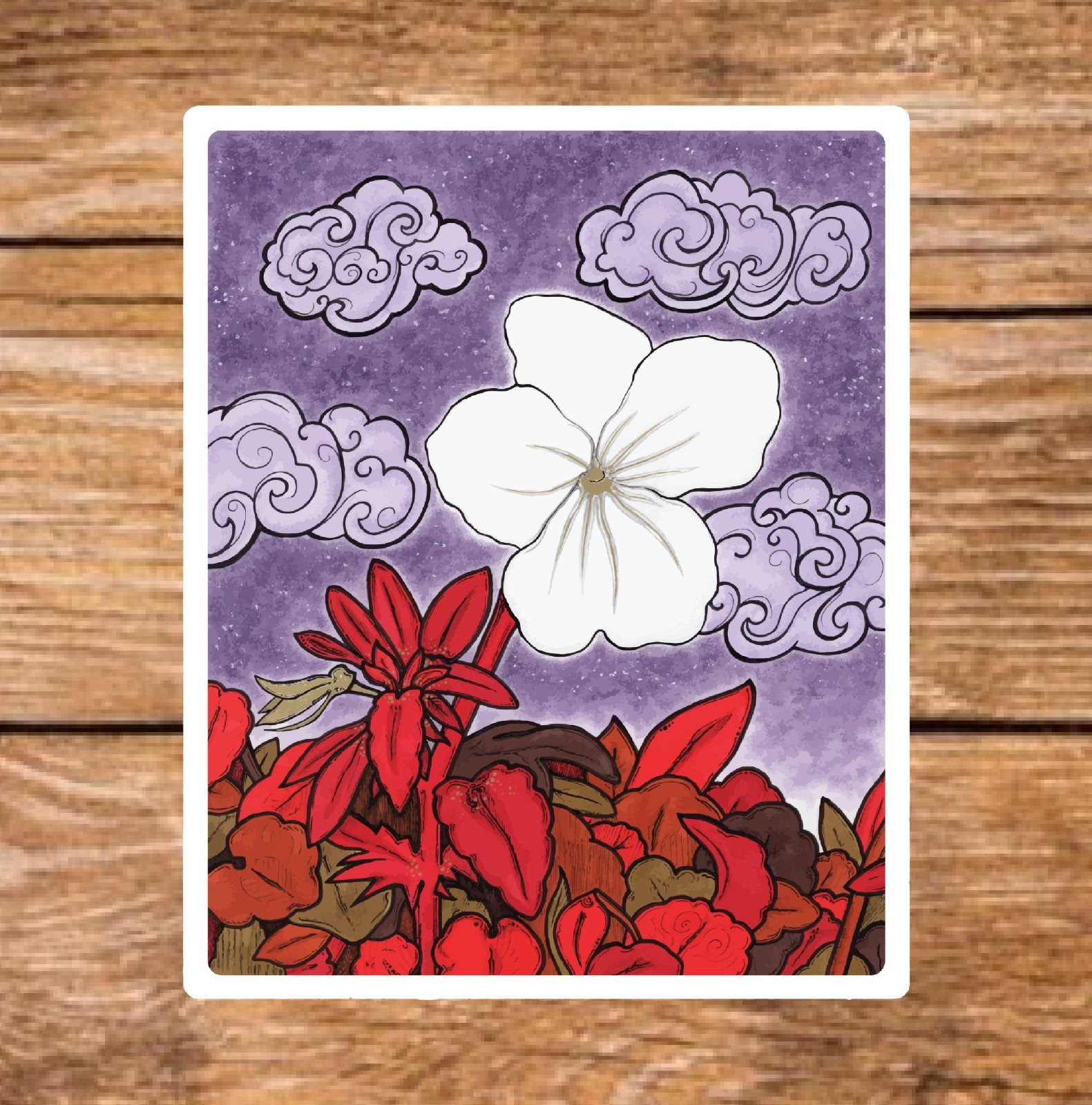 Flower – 2 Pages (18 Sticker Set) 2in, Waterproof, Glossy Finish Vinyl.