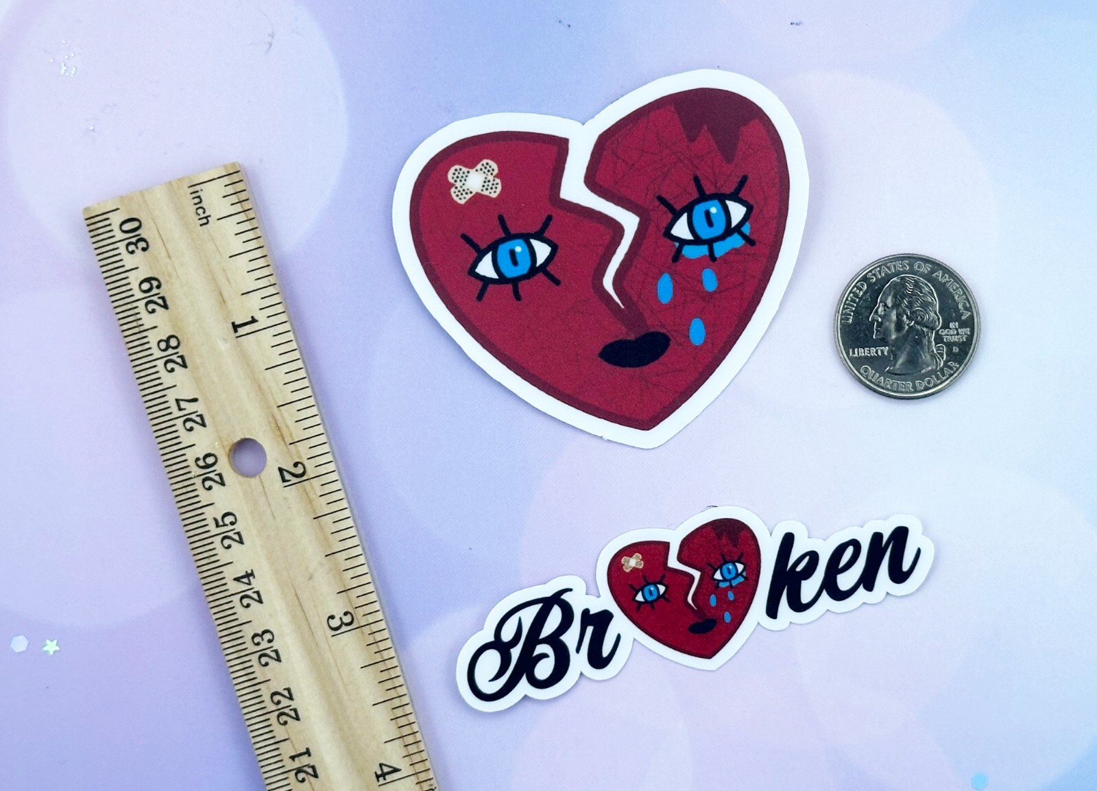 Heart Stickers Water Bottle Laptop Phone Journal Set of 2