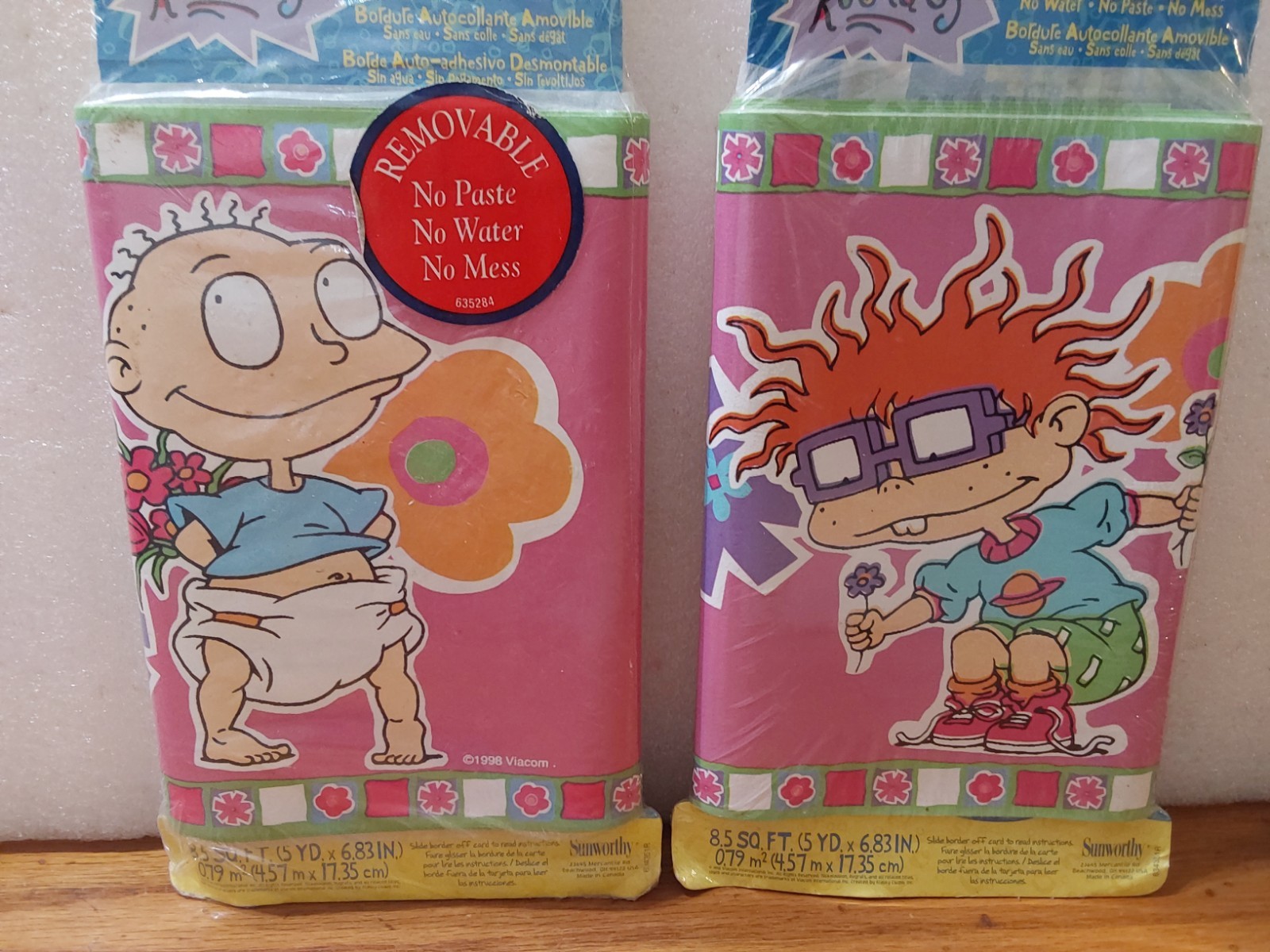 Rugrats Removable Self-Sticker Wall Border 90's Kids Nickelodeon 5 Yrds 7" 2 Pk
