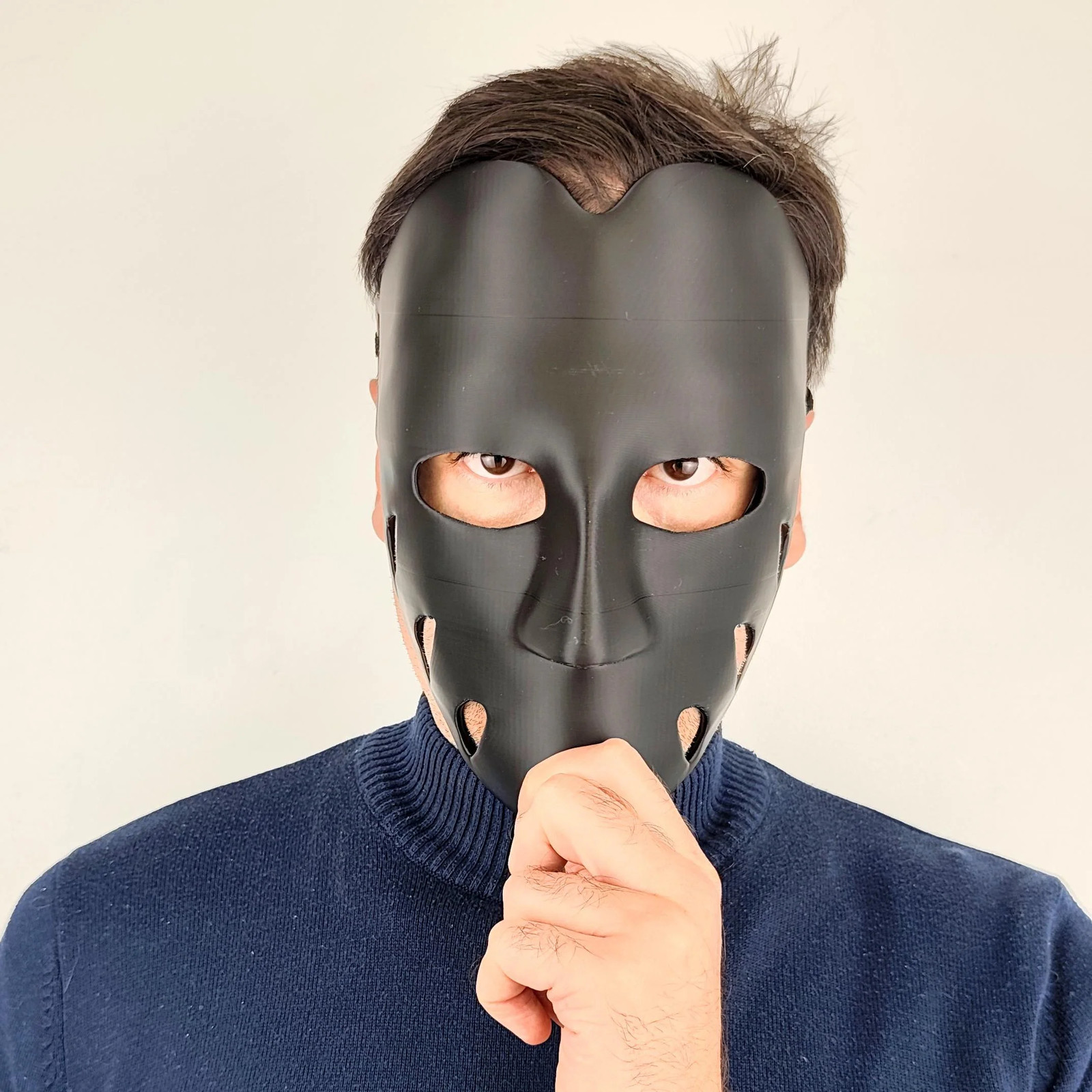 Black 3D Printed Face Mask | Lightweight Cosplay Mask | Horror Costume Mask