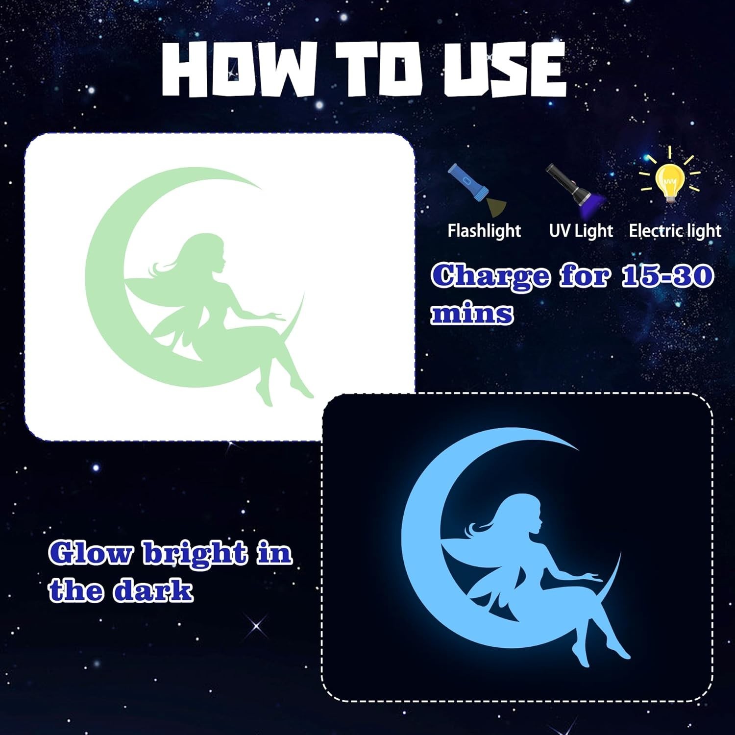 Glow in the Dark Stars Unicorn Bedroom Decor for Girls – Fairy Butterfly Wall De