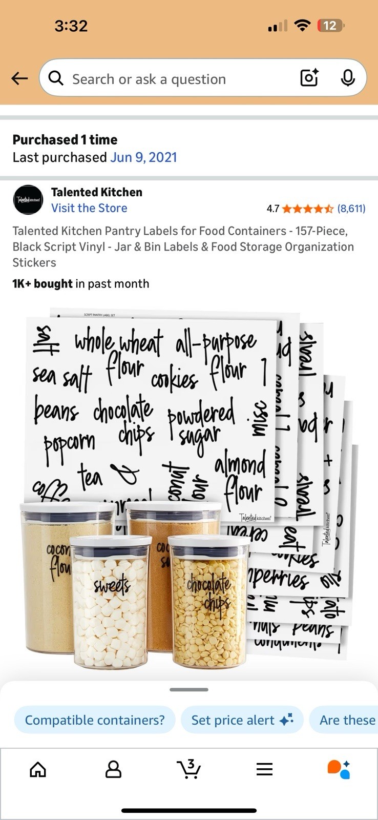 Talented Kitchen Pantry Labels for Food Containers Jar & Bin Labels Organization