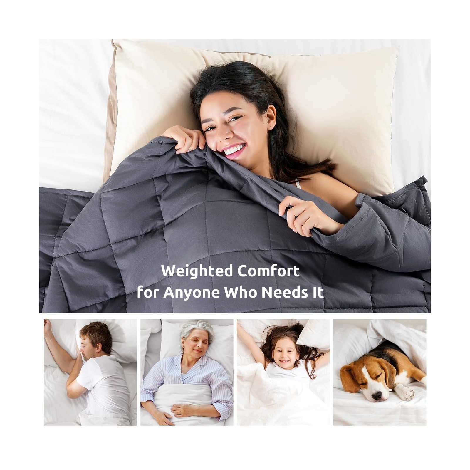 Sivio Weighted Blanket for Adults 100% Cotton, 60"x80" Queen Size 15 lbs, Coo…