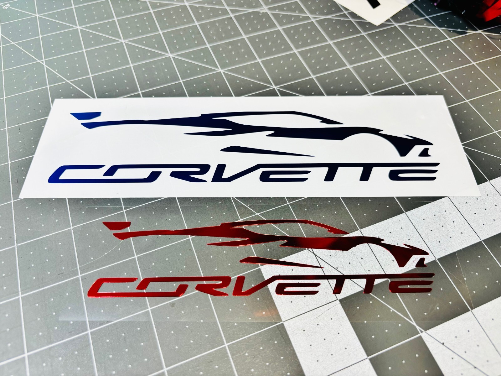 TWO C8 Corvette Silhouette Vinyl Decals (1 Left, 1 Right) MANY Sizes & Colors