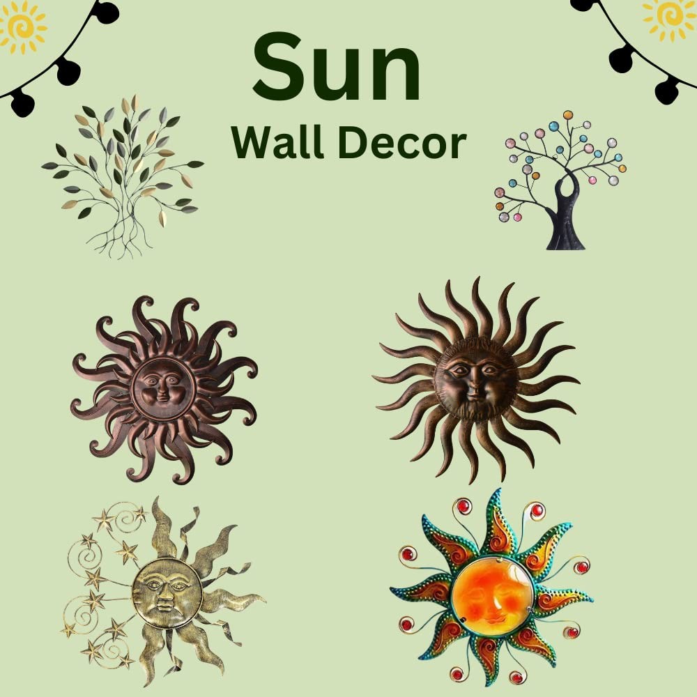 Metal Wall Art Decor Outdoor Inside With 3d Sun Face 27" Large Outside Sun Metal
