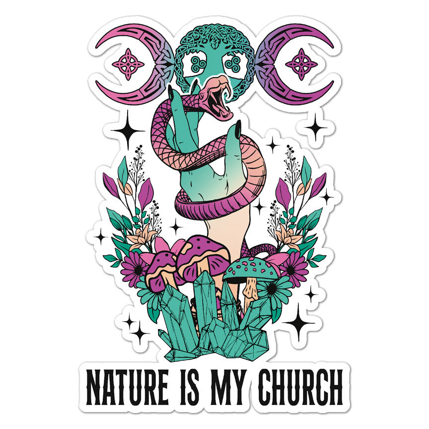 Nature Is My Church Wiccan, Vinyl Decal Sticker, Indoor Outdoor, 3 Sizes, #8814