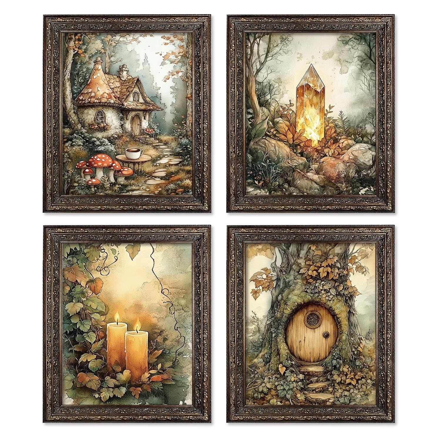 Locomiss Vintage Fairy Cottagecore Wall Art Decor Posters, Mushroom Forest Wa…