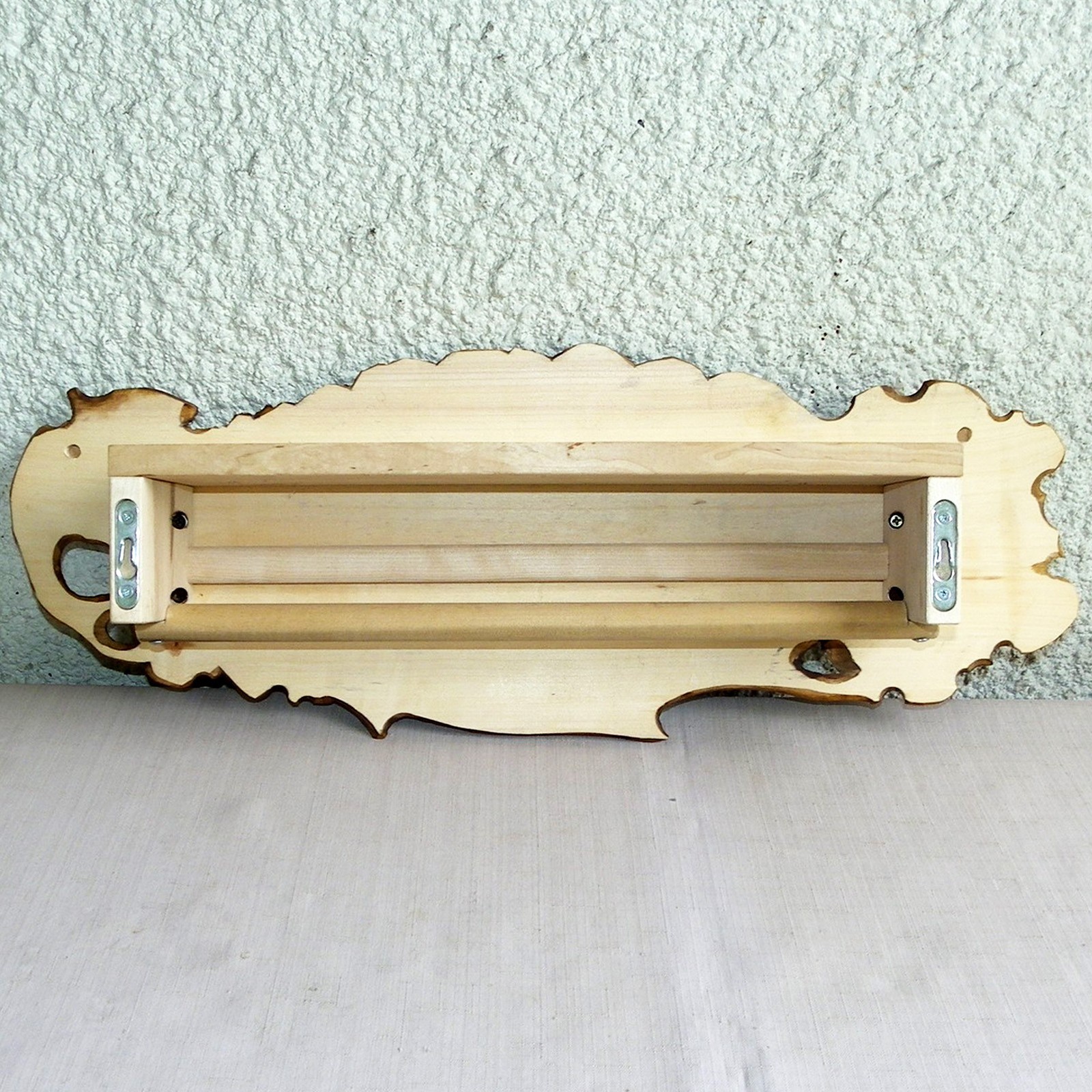 BLACK FOREST CARVED WOOD KITCHEN TOWEL WALL SHELF 23"
