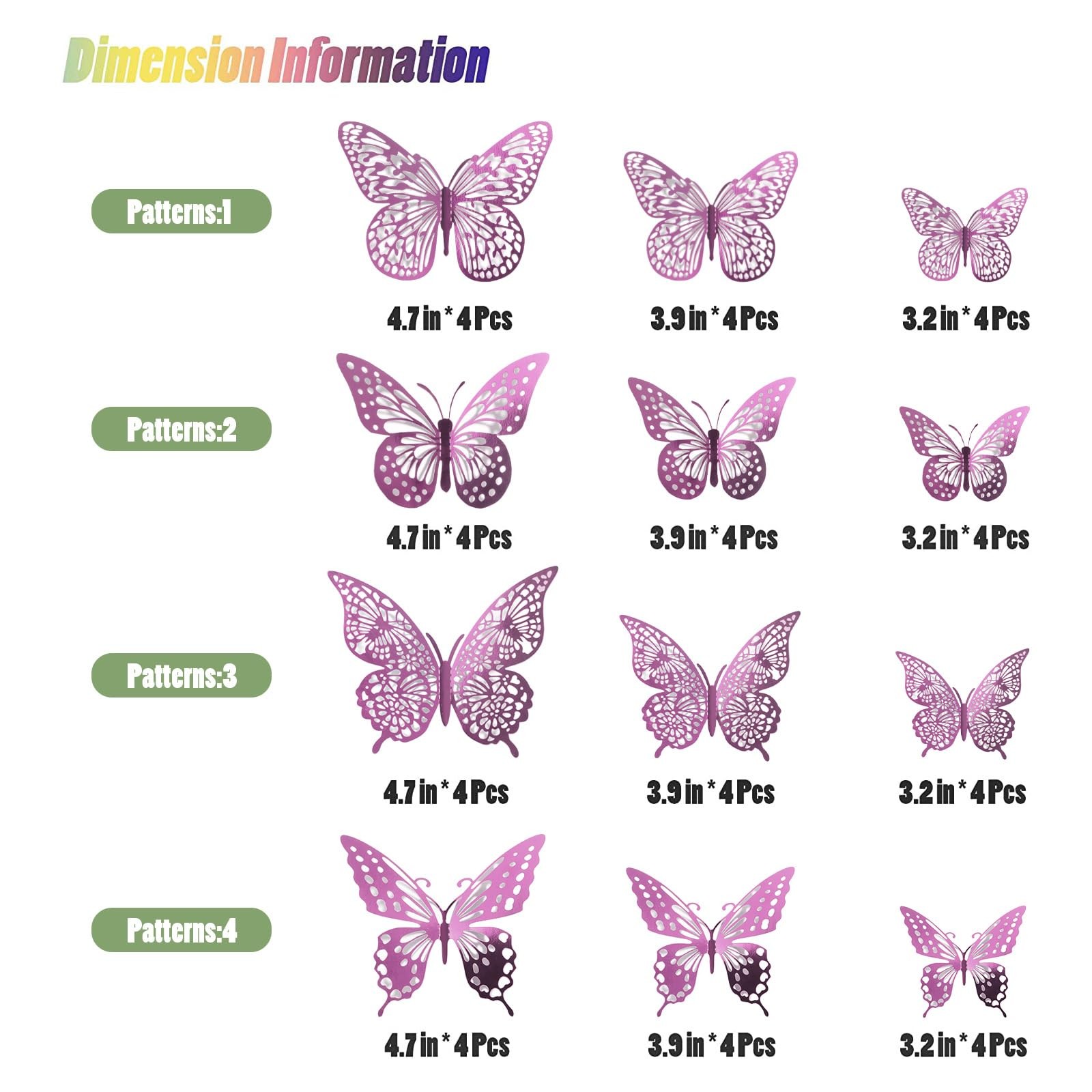 3D Butterfly Wall Decor 48 Pcs Lavender Butterfly Decorations