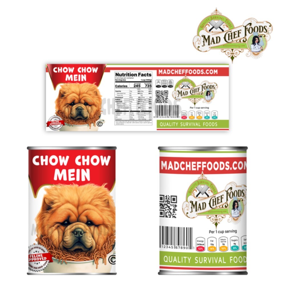 FUNNY CHRISTMAS Chow Chow Mein Can Label STOCKING STUFFER Joke Gag Gift Santa