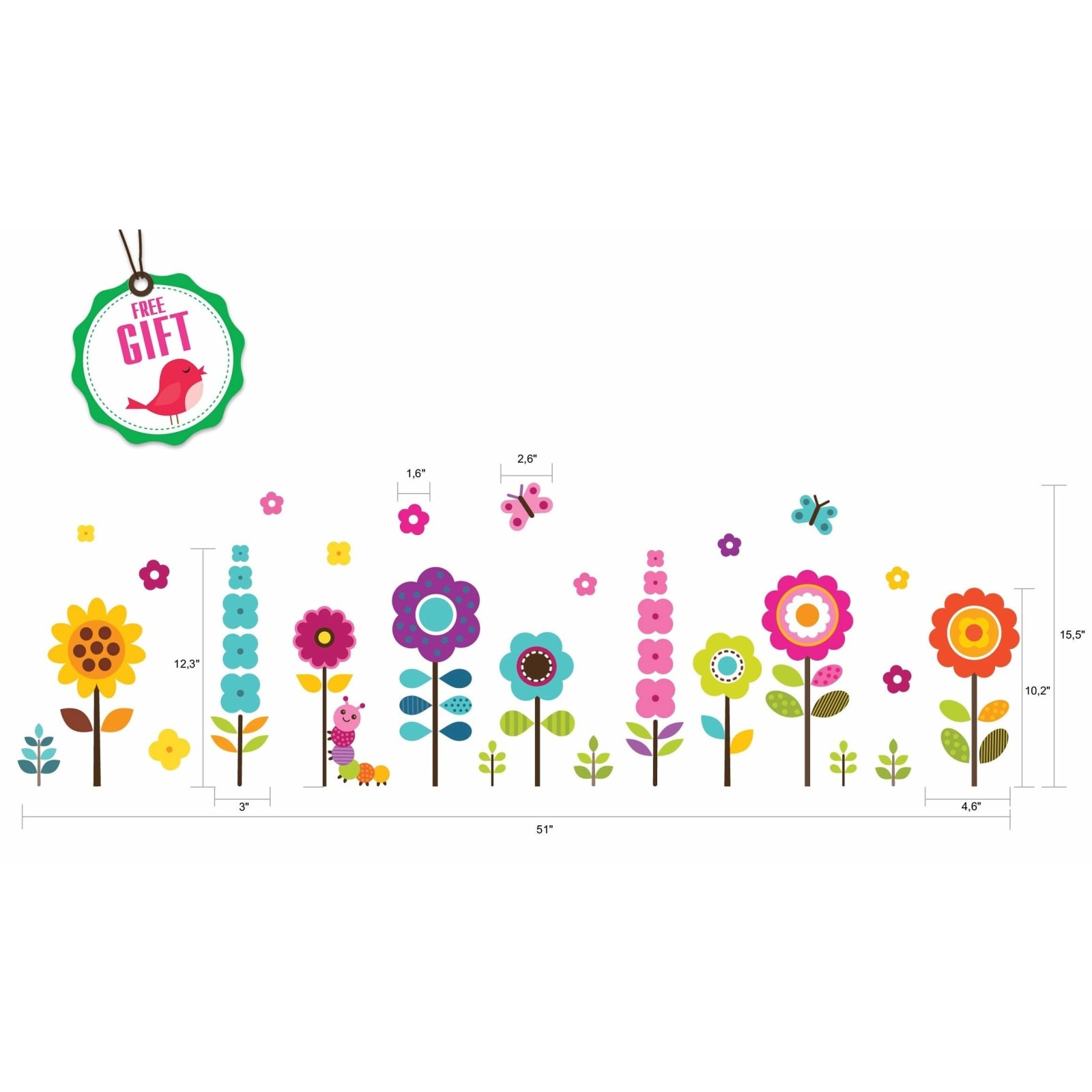 27 Art Clings Floral Garden Wall Decals Removable Vinyl Girls Room Nursery