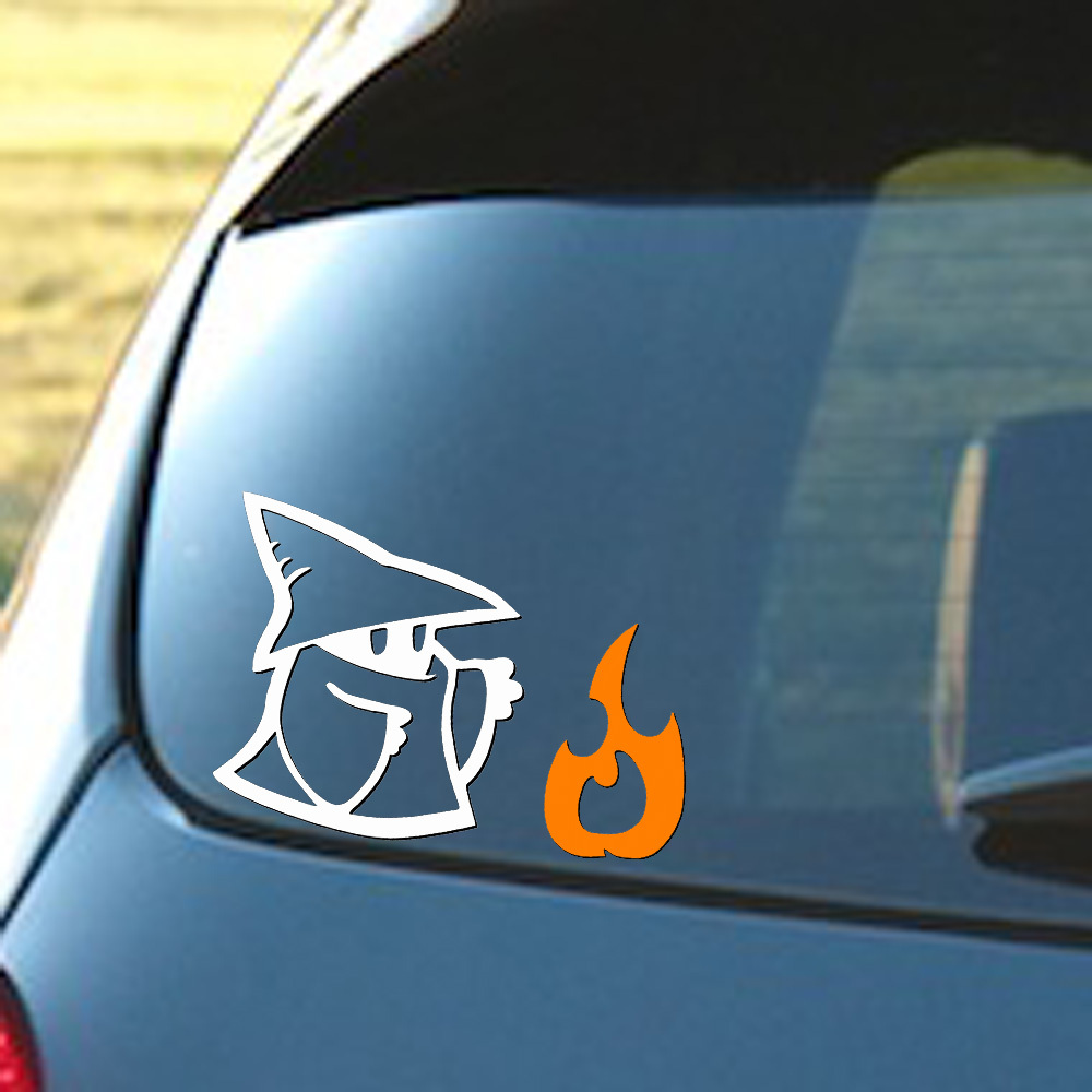 Black Mage with Fire Final Fantasy 4" White Vinyl Decal Car Window Laptop Tablet