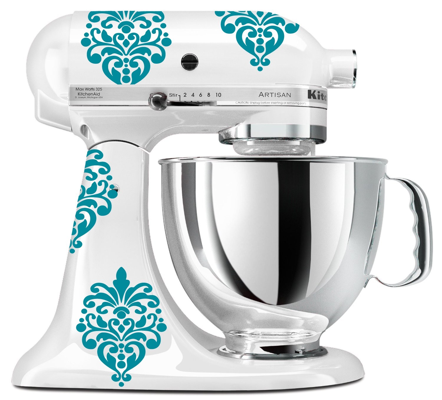 Damask Vinyl Decals for KitchenAid Mixer: Set of 8