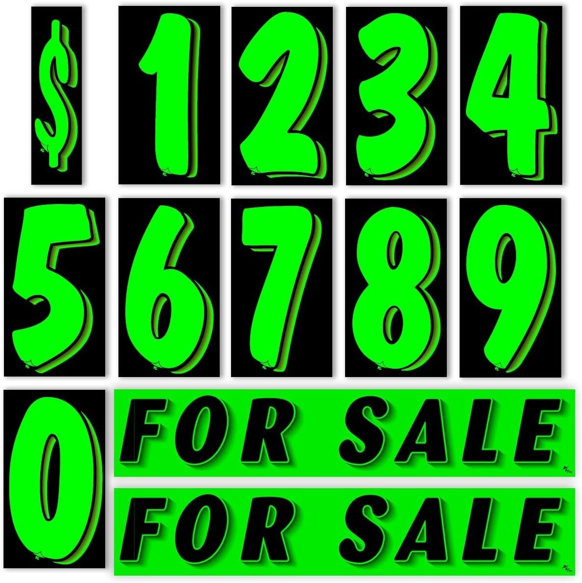Vinyl Number and Decals 13 Dozen Car Lot Windshield Pricing Stickers (Green 2…