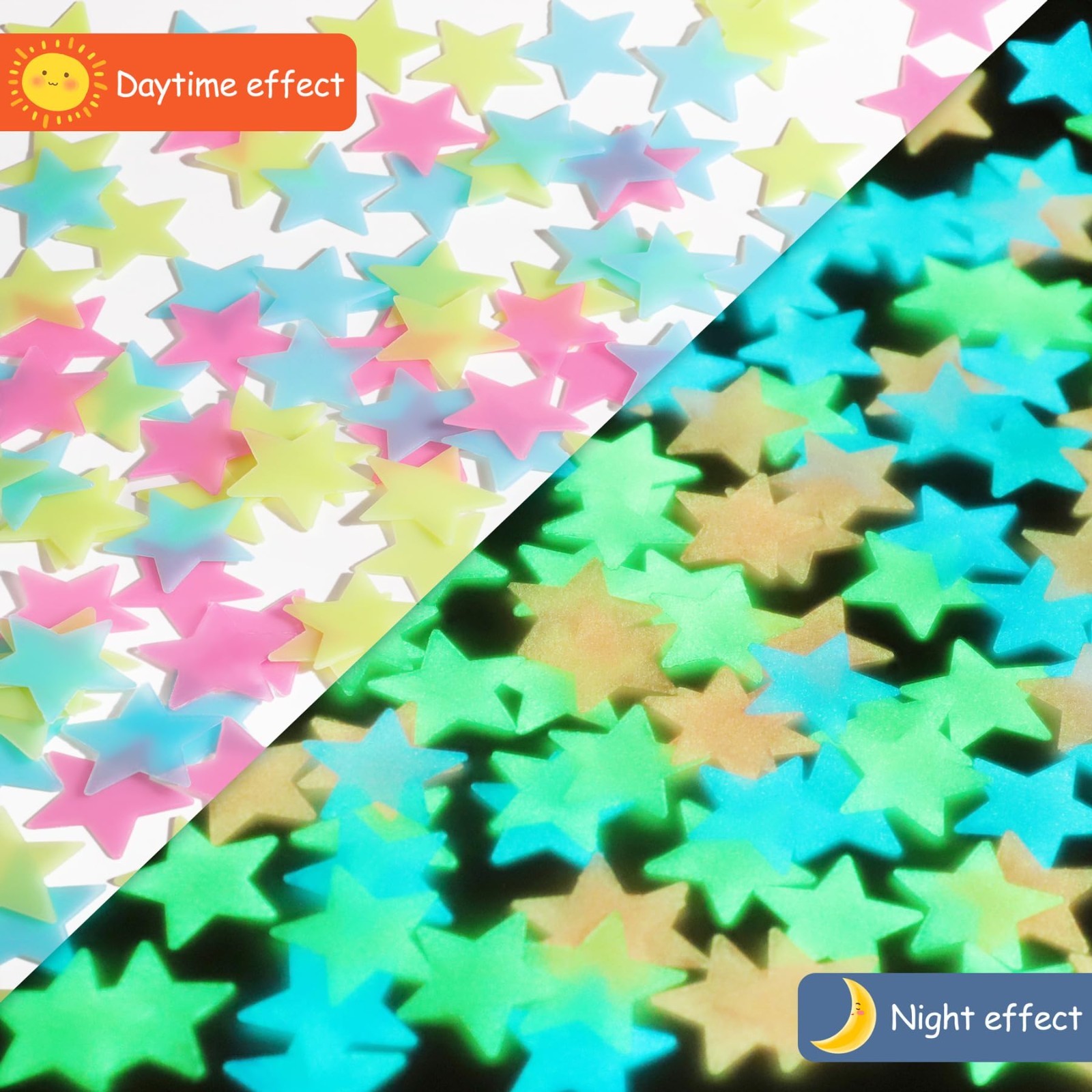 100pcs Glow in The Dark Stars Wall Stickers Ceiling Kids Room Decor Luminous Set