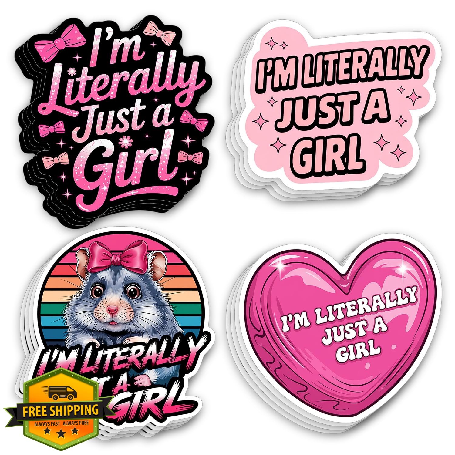 16pcs 3in Just A Girl Stickers Waterproof Vinyl Laptop Car