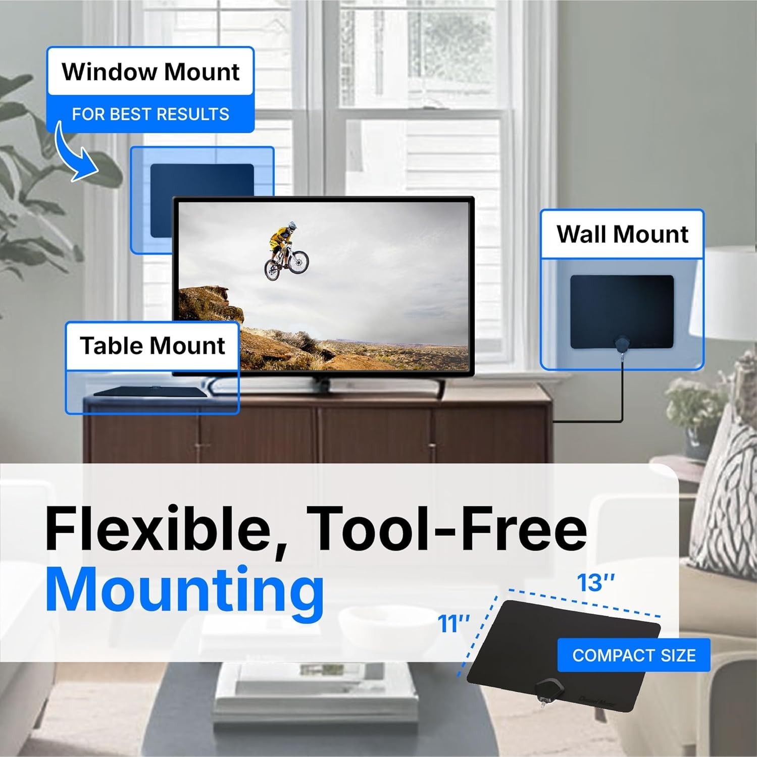 Channel Master FLATenna – Indoor Digital HDTV Antenna, 12' Coaxial Cable, Sup…