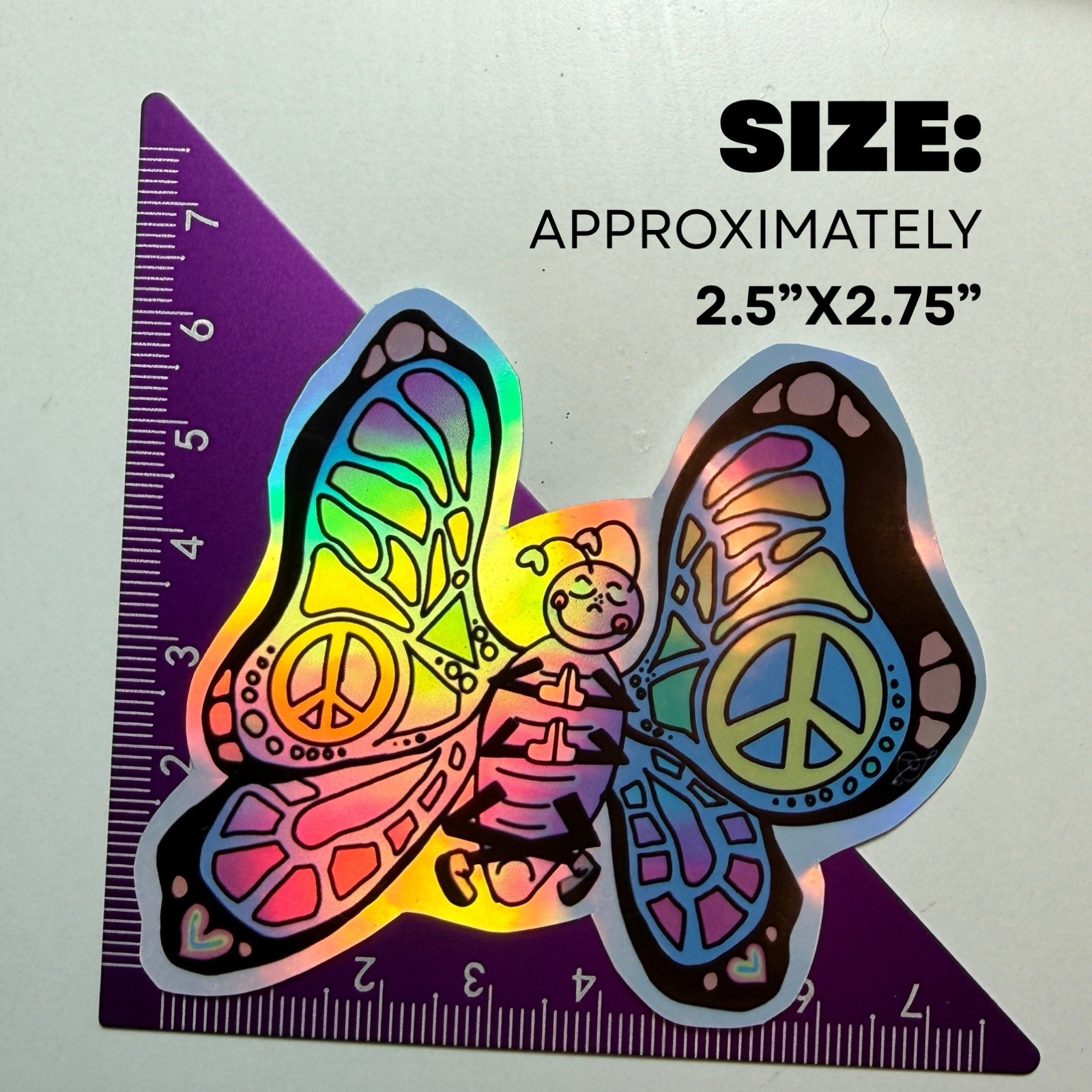 Namaste Butterfly Holographic Vinyl Sticker | 3" | Original Art by Sara Rose